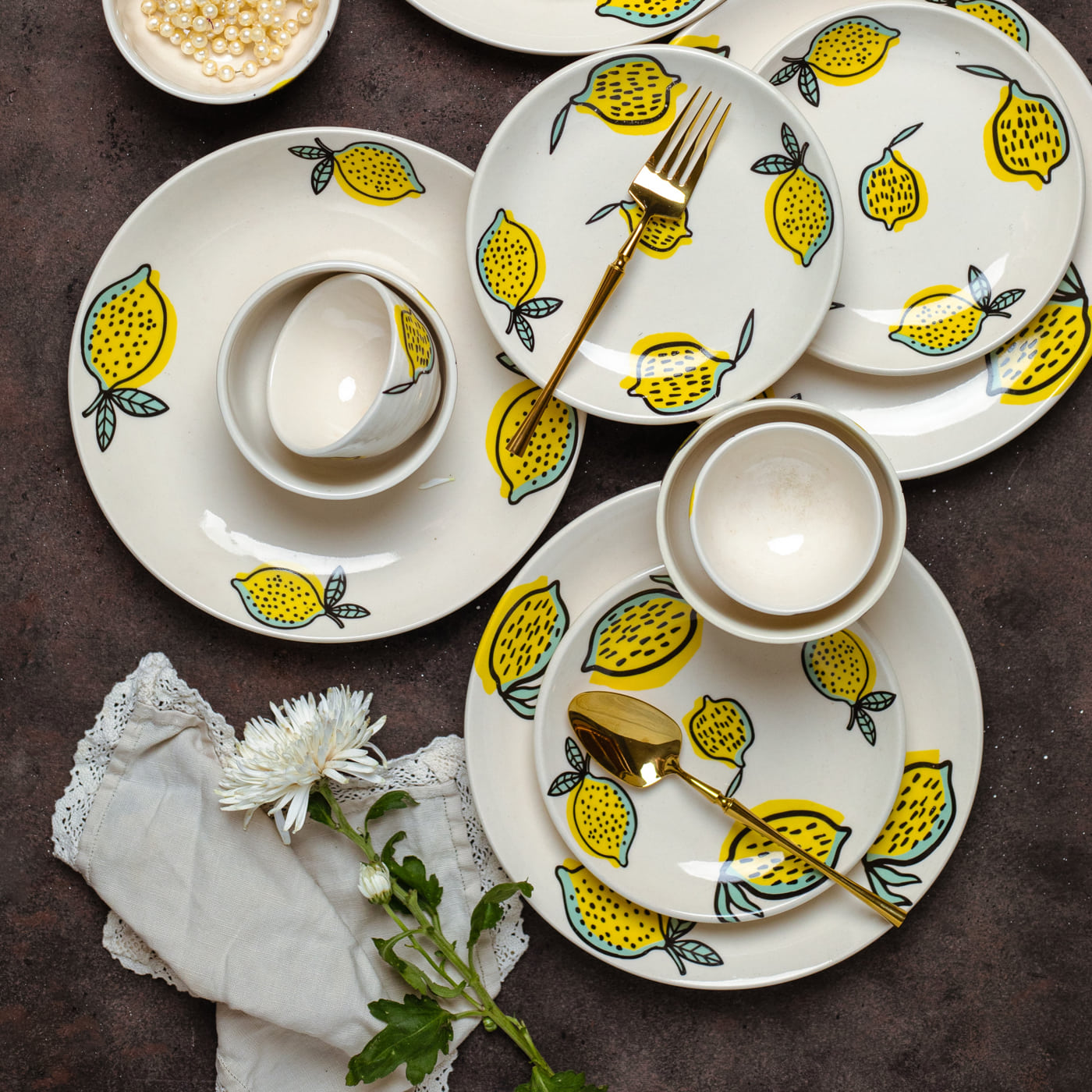 Zesty Lime Printed Dinner Set of 16 pcs | Amalfiee – Amalfiee Ceramics