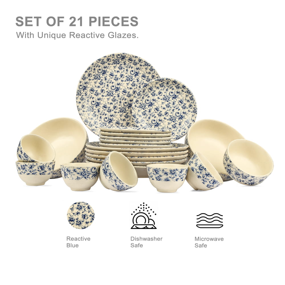 Eden's Bloom Floral Ceramic Dinner Set of 21 pcs Amalfiee Ceramics