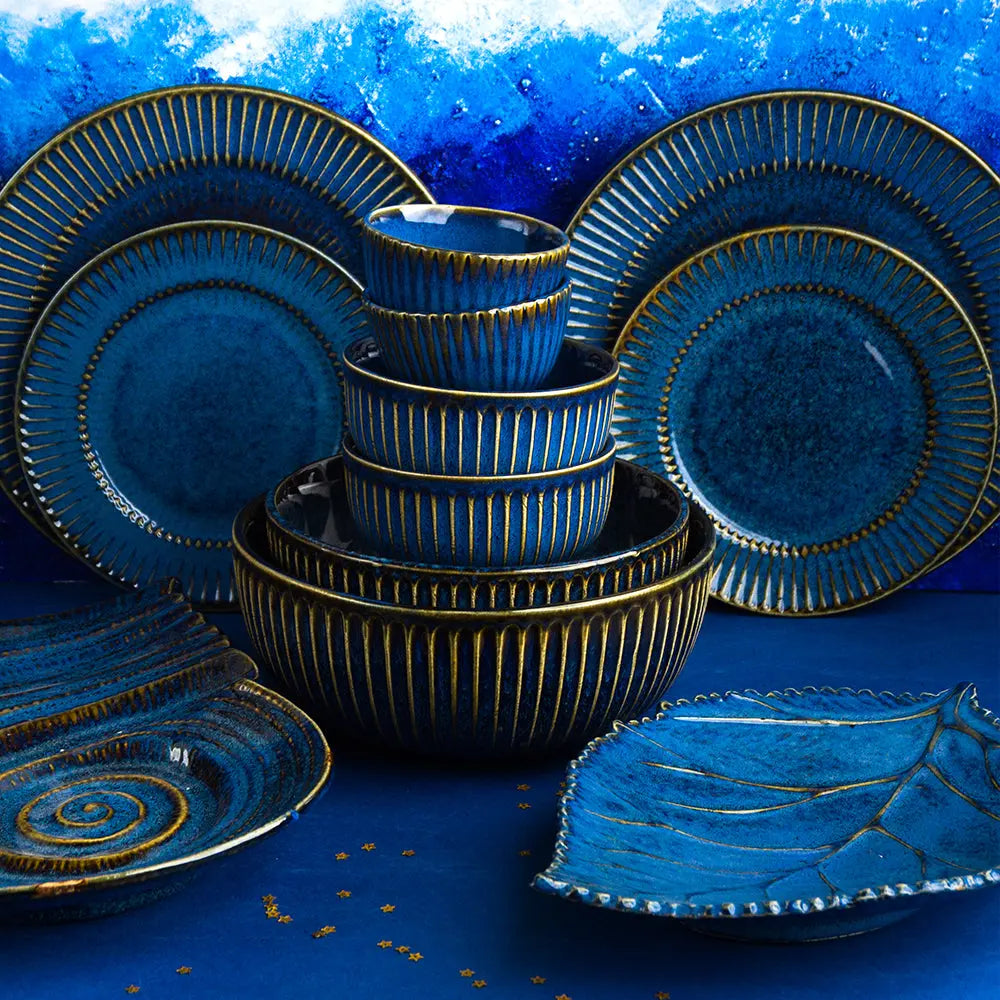 Ceramic Gold Dinnerware Set On Sale Clay Craft Ceramic Ripple