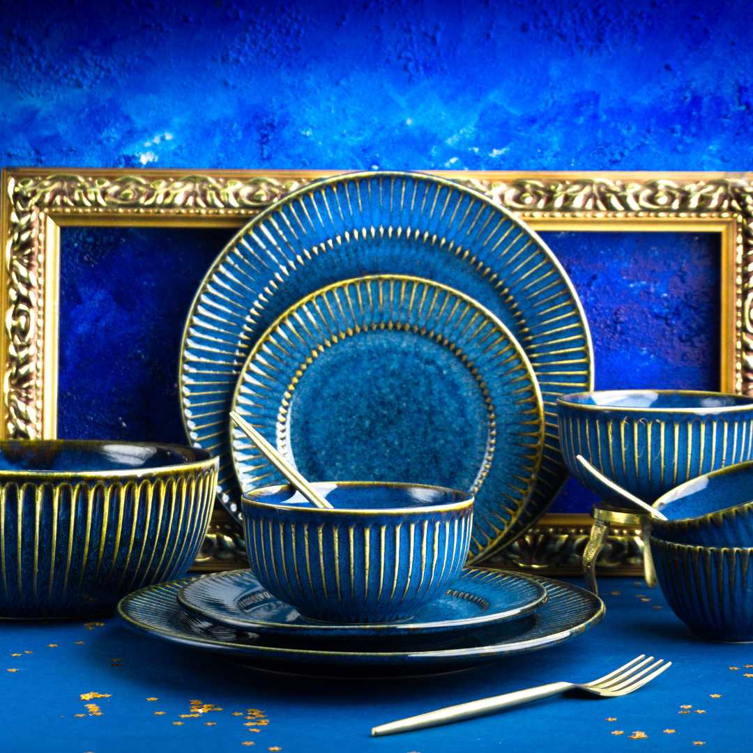 Mehran Gold Rimmed Massive Ceramic Dinner Set of 82pcs – Amalfiee