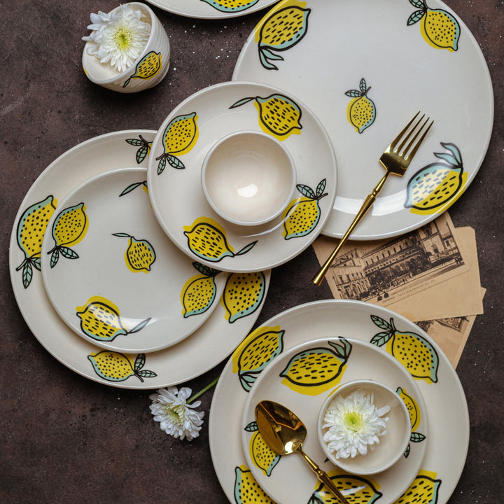 Zesty Lime Printed Ceramic Dinner Set of 12 pcs