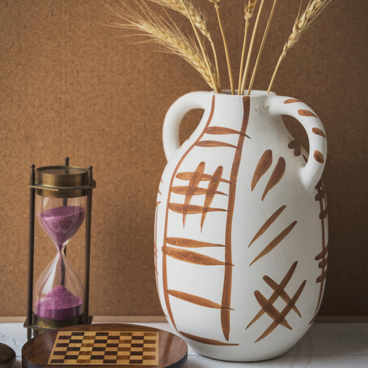 Amalfiee Studio Pottery Handmade Off White Terracotta Vase