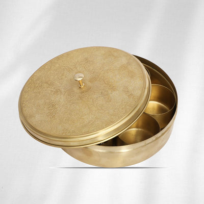 Brass  Premium Bronze Spice Box/Masala Daani with lid