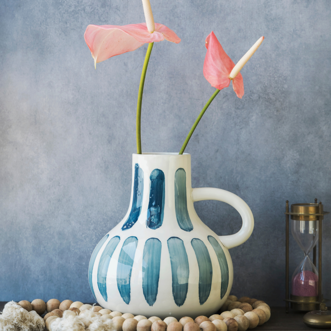 Amalfiee Studio Pottery Handmade Ceramic Blue Bottle Vase