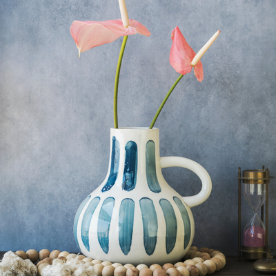 Amalfiee Studio Pottery Handmade Ceramic Blue Bottle Vase