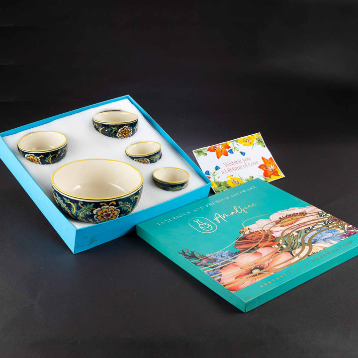 Handpainted Floral Premium Ceramic Bowls Luxury Gift Box