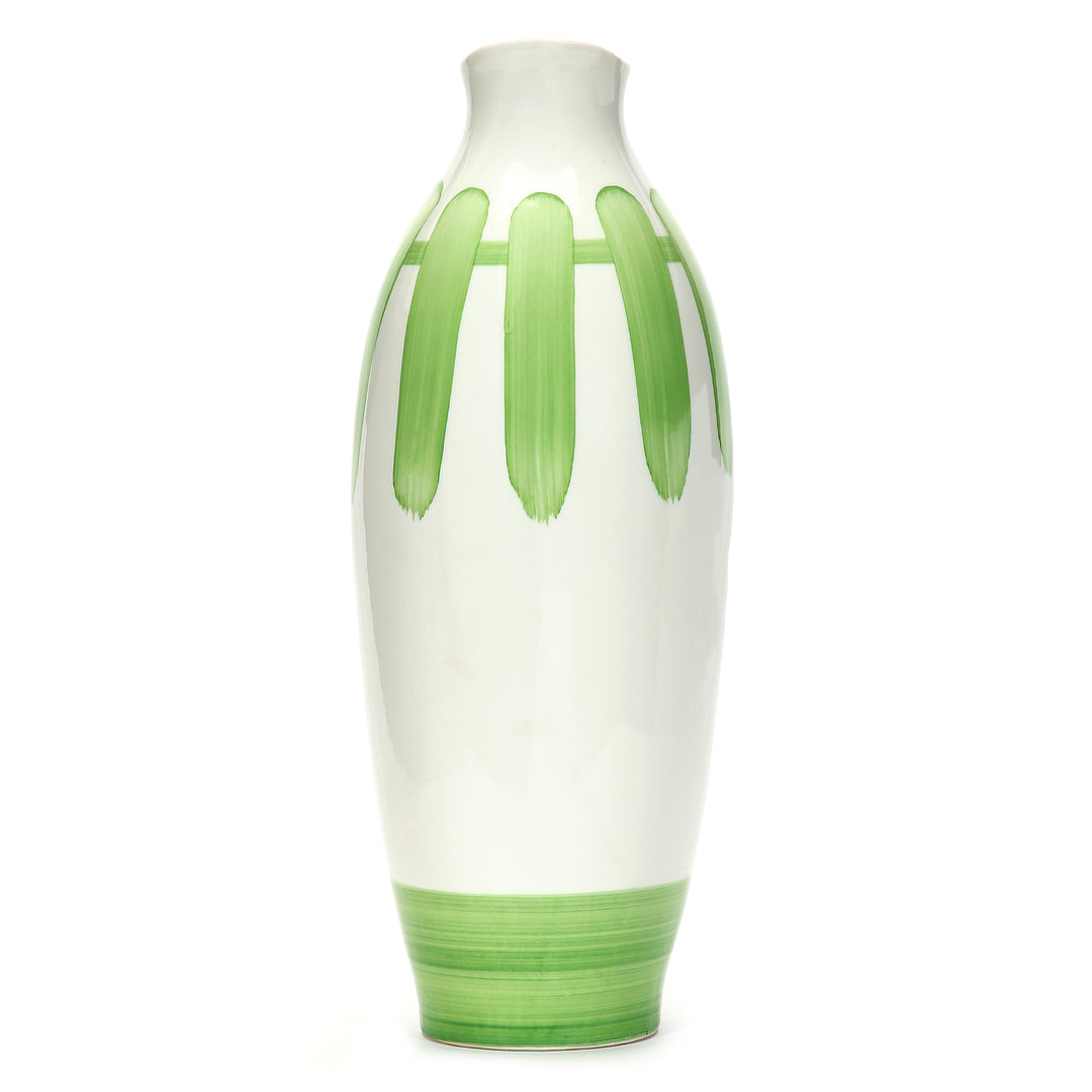 Amalfiee Green &amp; White Artistic Studio Pottery Handmade Ceramic Jug Vase
