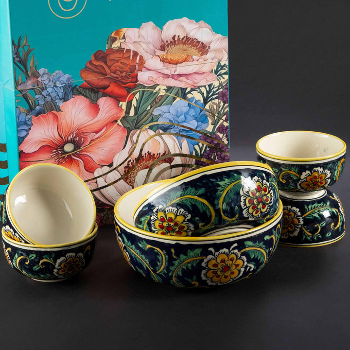 Handpainted Floral Premium Ceramic Bowls Luxury Gift Box