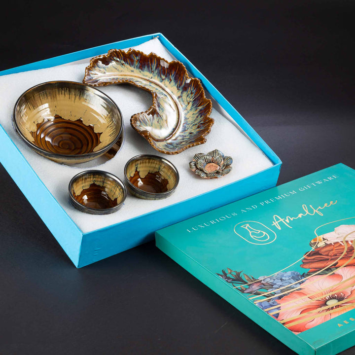Caramel Haze Ceramic Serveware Luxury Gift Box