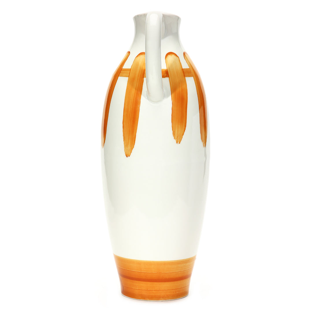 Amalfiee Orange &amp; White Artistic Studio Pottery Handmade Ceramic Jug Vase