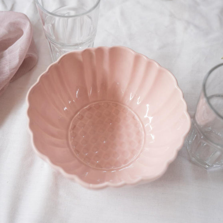 Blush Pink Artisanal Ceramic Medium Serving Bowl
