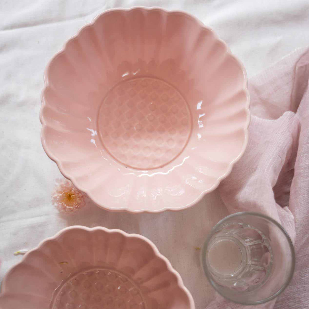Blush Pink Artisanal Ceramic Medium Serving Bowl
