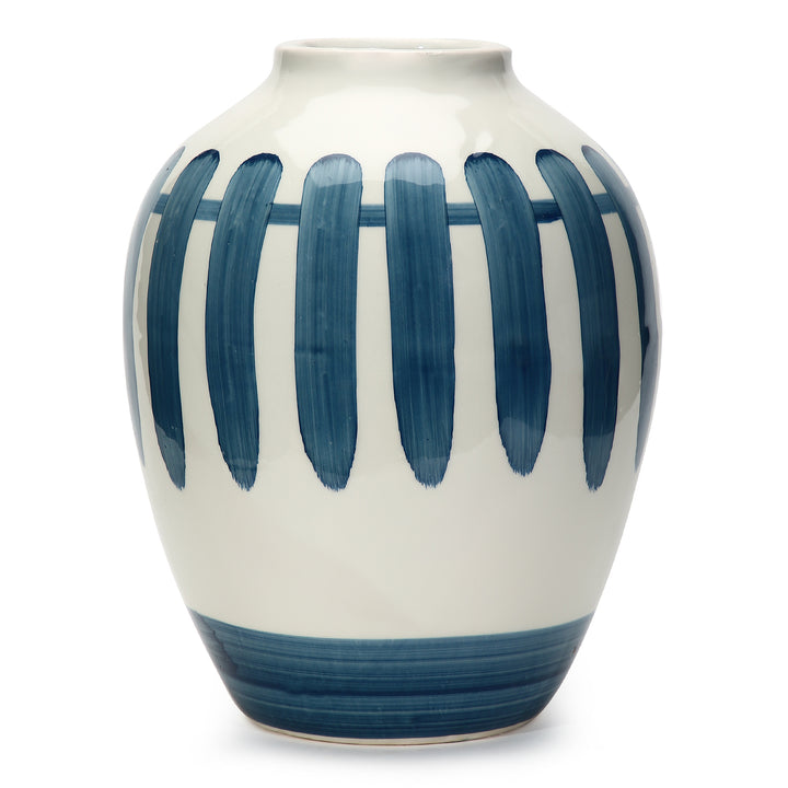 Amalfiee Blue &amp; White Artistic Studio Pottery Handmade Ceramic Pot Vase