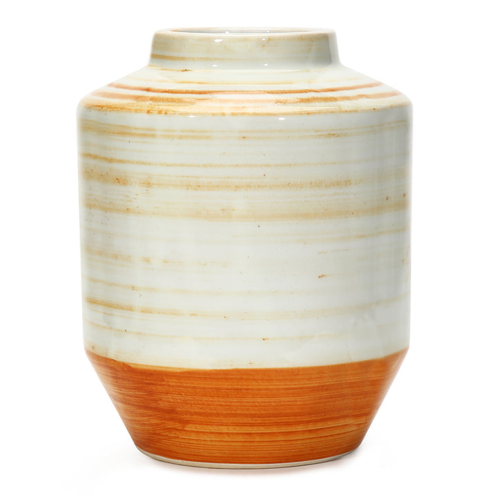 Amalfiee Studio Pottery Handmade Small Ceramic Orange Spiral Vase