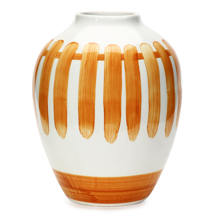 Amalfiee Orange &amp; White Artistic Studio Pottery Handmade Pot Ceramic Vase