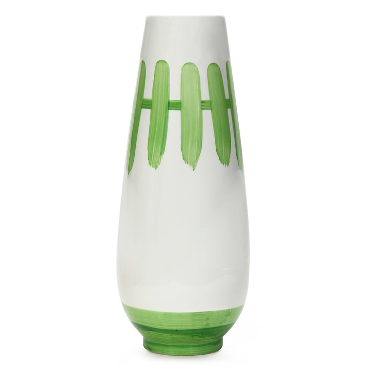 Amalfiee Green &amp; White Artistic Studio Pottery Handmade Ceramic Large Vase