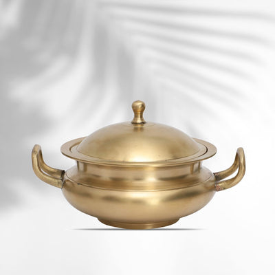 Kansa Premium Bronze Tureen Serving pot/ Handi with lid