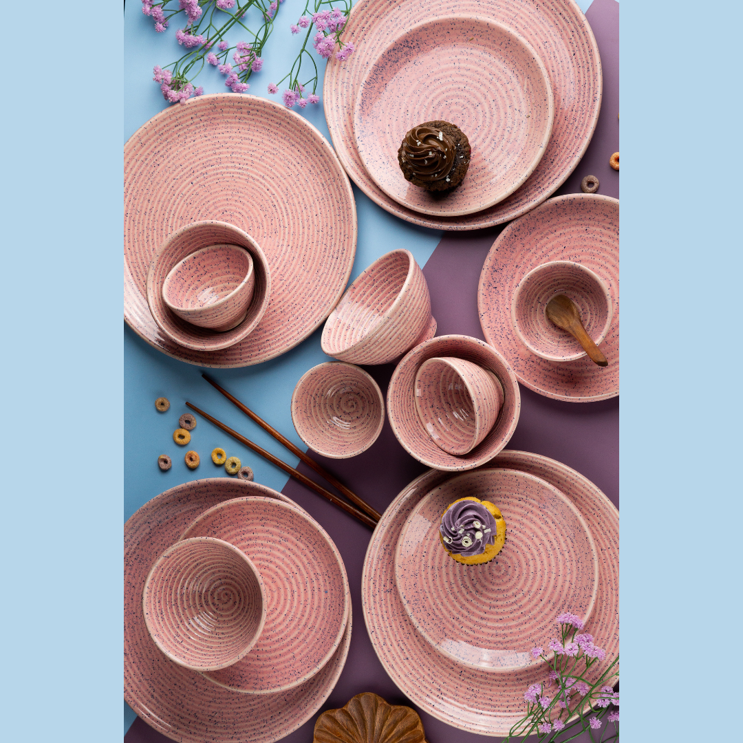 Roseate Premium Ceramic Dinner Set of 12 Pcs