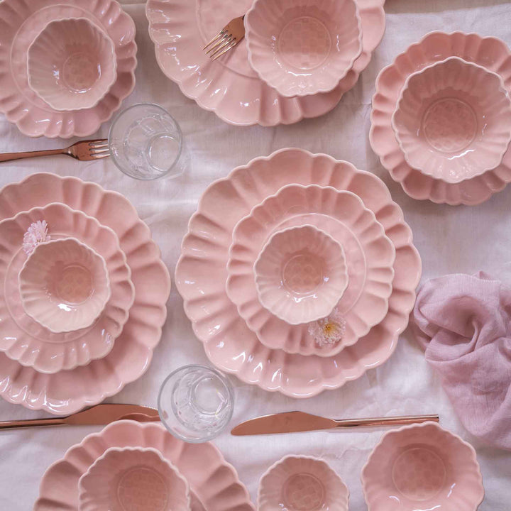 Blush Pink Artisanal Ceramic Dinner Set of 16 pcs