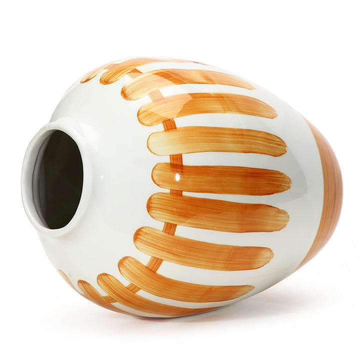 Amalfiee Orange &amp; White Artistic Studio Pottery Handmade Pot Ceramic Vase