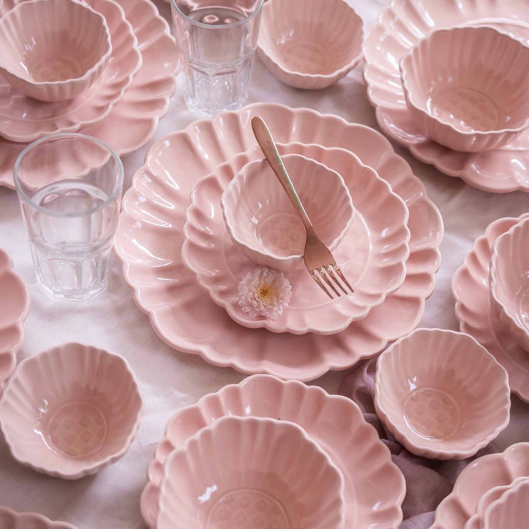 Blush Pink Artisanal Ceramic Dinner Set of 36 pcs