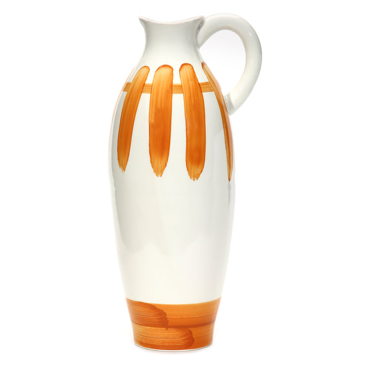 Amalfiee Orange &amp; White Artistic Studio Pottery Handmade Ceramic Jug Vase