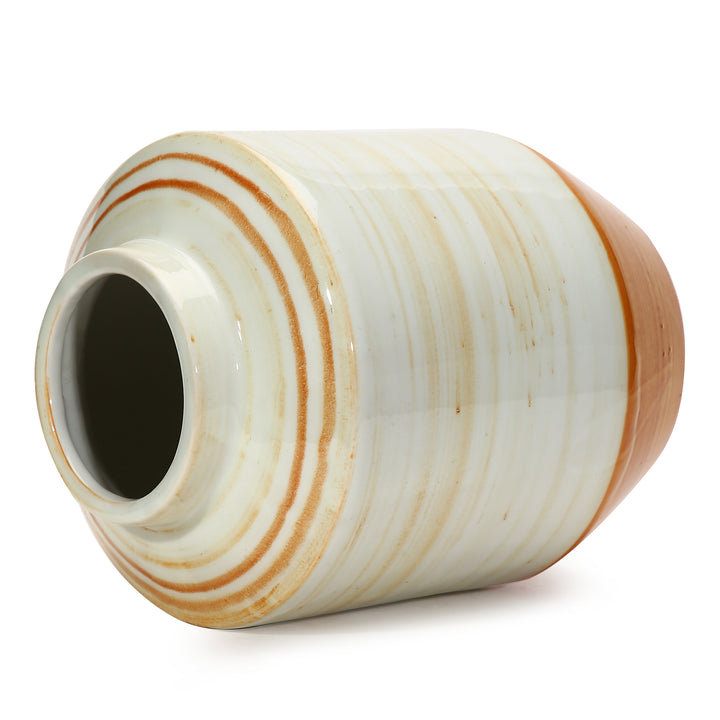 Amalfiee Studio Pottery Handmade Small Ceramic Orange Spiral Vase