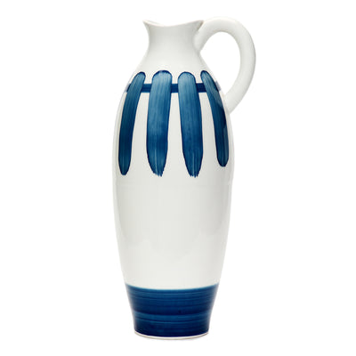 Amalfiee Blue & White Artistic Studio Pottery Handmade Ceramic Jug Vase