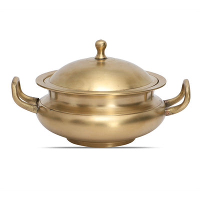 Kansa Premium Bronze Tureen Serving pot/ Handi with lid