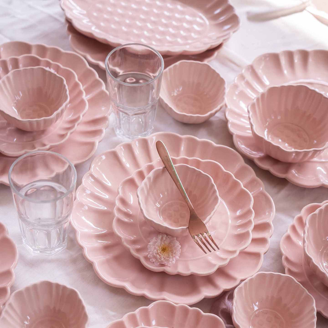 Blush Pink Artisanal Ceramic Dinner Set of 28 pcs