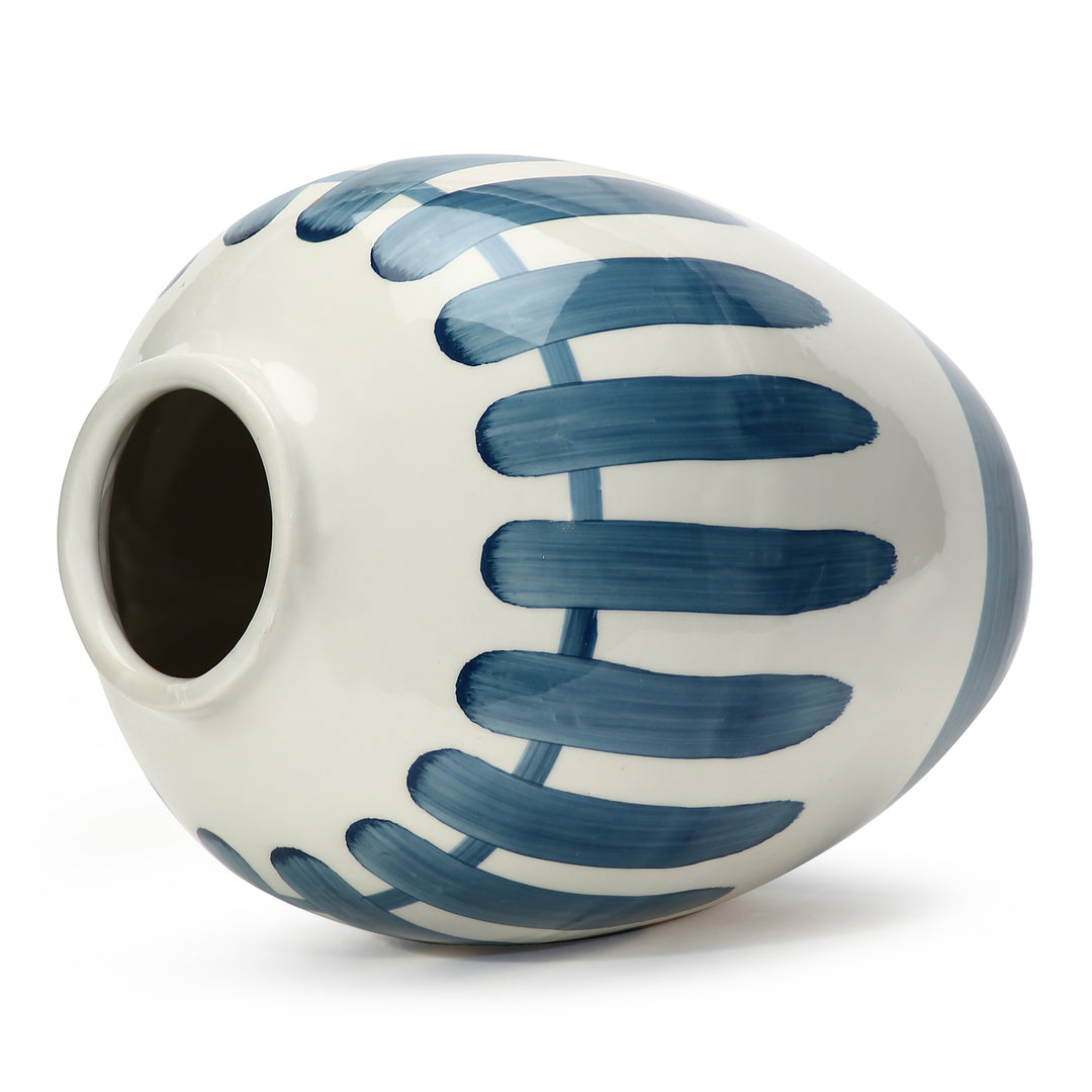 Amalfiee Blue &amp; White Artistic Studio Pottery Handmade Ceramic Pot Vase