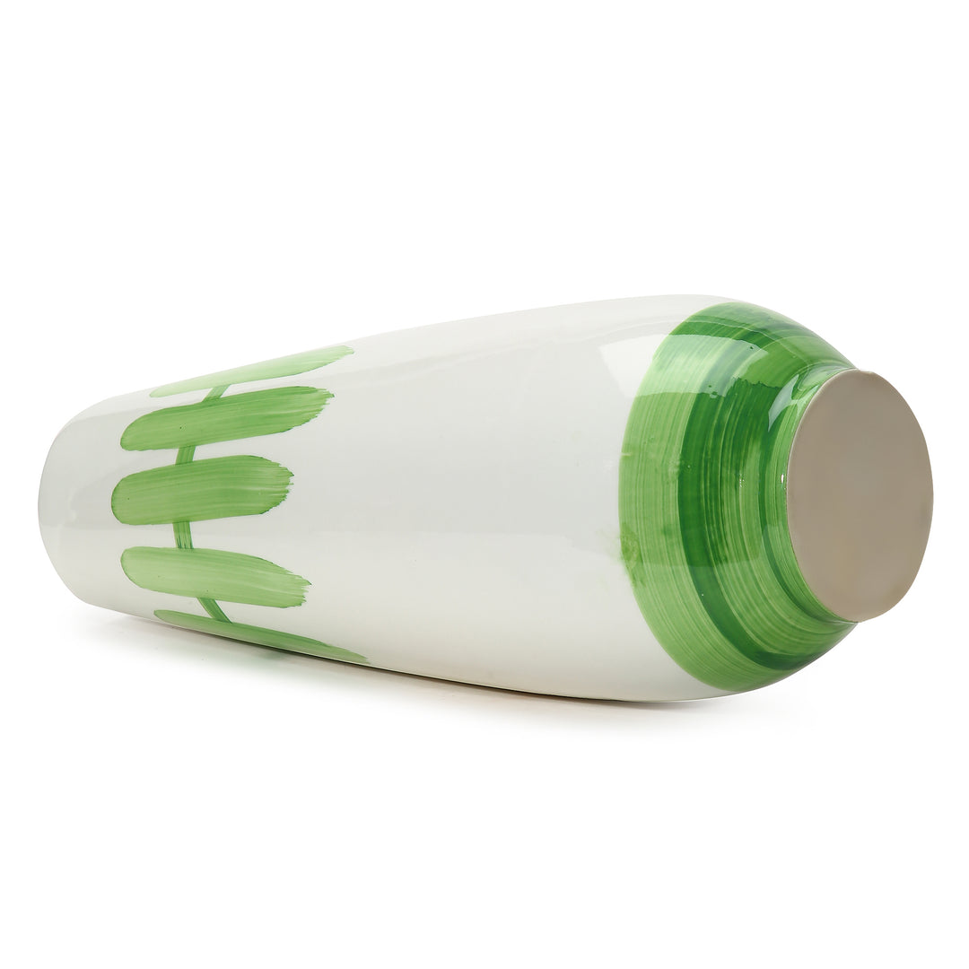 Amalfiee Green &amp; White Artistic Studio Pottery Handmade Ceramic Large Vase