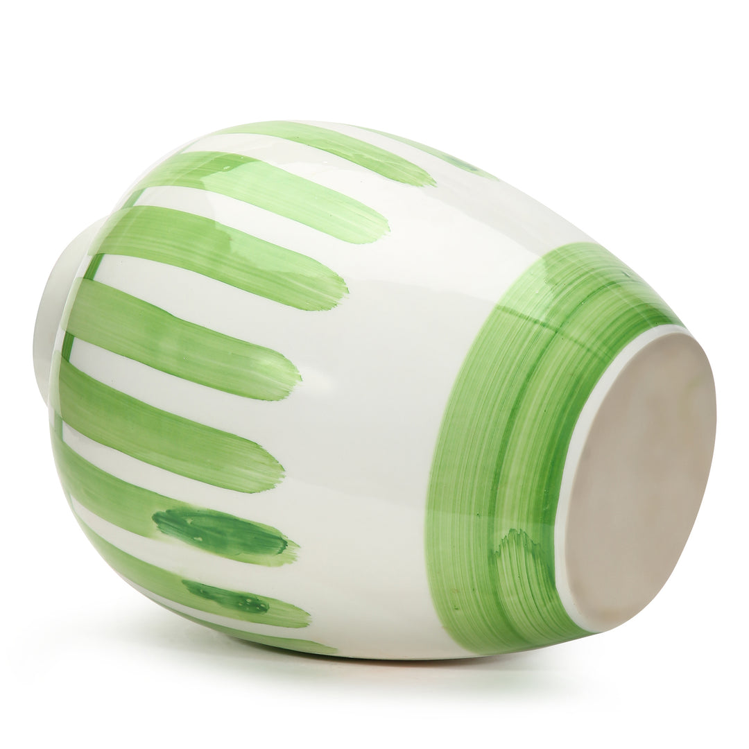 Amalfiee Green &amp; White Artistic Studio Pottery Handmade Ceramic Pot Vase