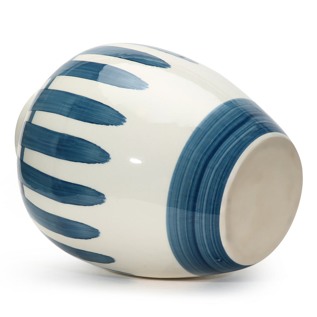 Amalfiee Blue &amp; White Artistic Studio Pottery Handmade Ceramic Pot Vase