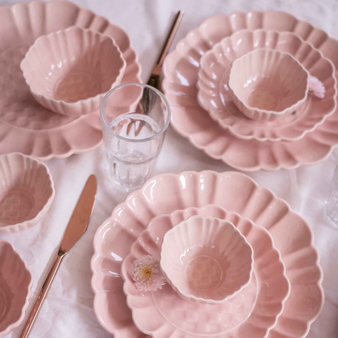 Blush Pink Artisanal Ceramic Dinner Set of 16 pcs