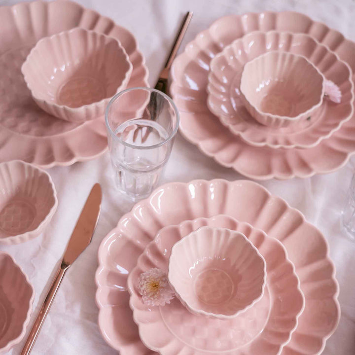 Blush Pink Artisanal Ceramic Dinner Set of 16 pcs