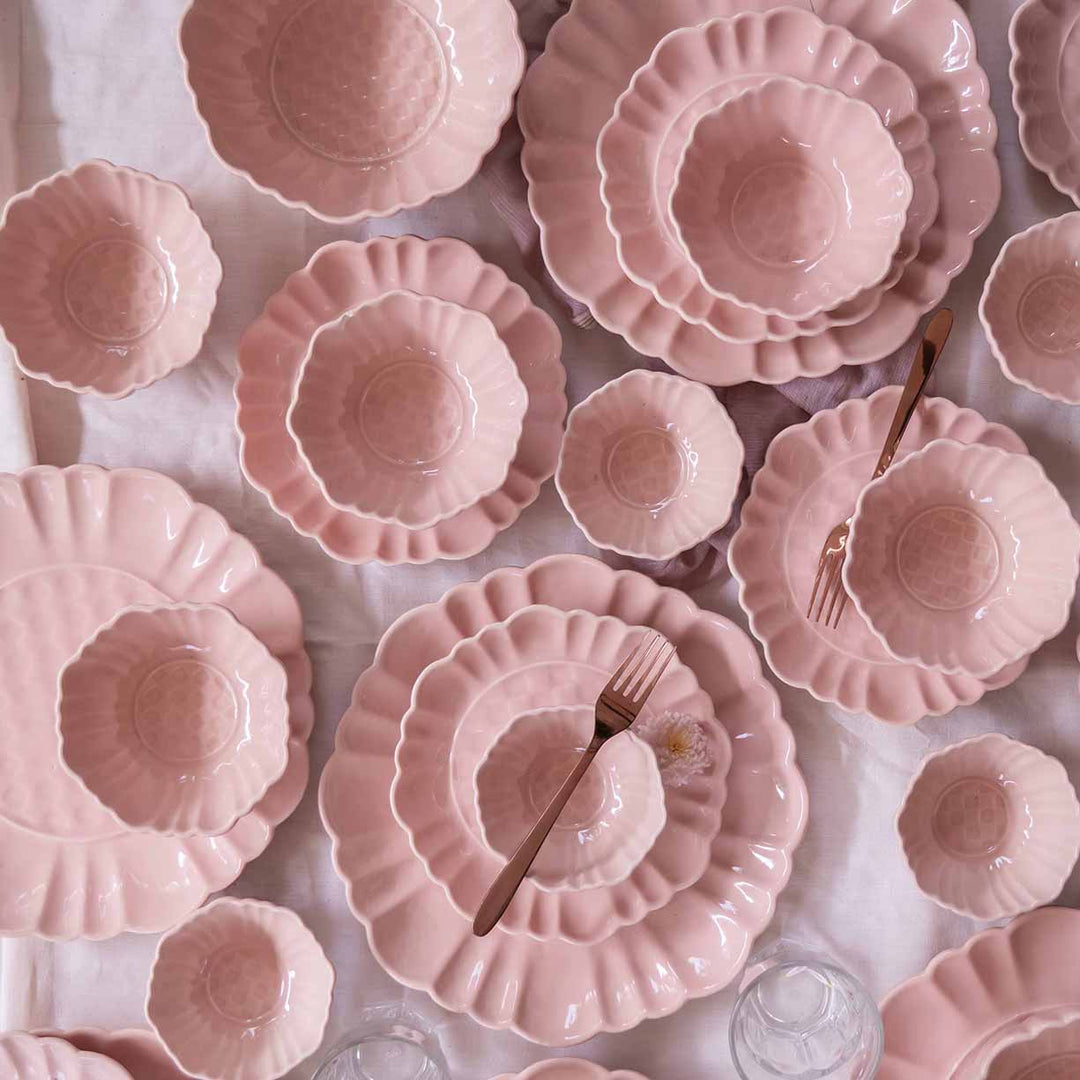 Blush Pink Artisanal Ceramic Dinner Set of 36 pcs