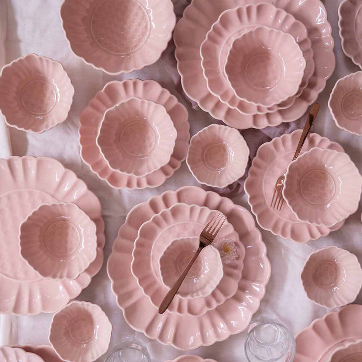 Blush Pink Artisanal Ceramic Dinner Set of 36 pcs