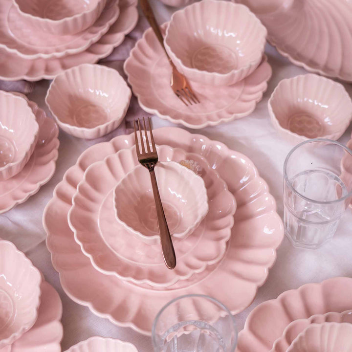 Blush Pink Artisanal Ceramic Dinner Set of 56 pcs