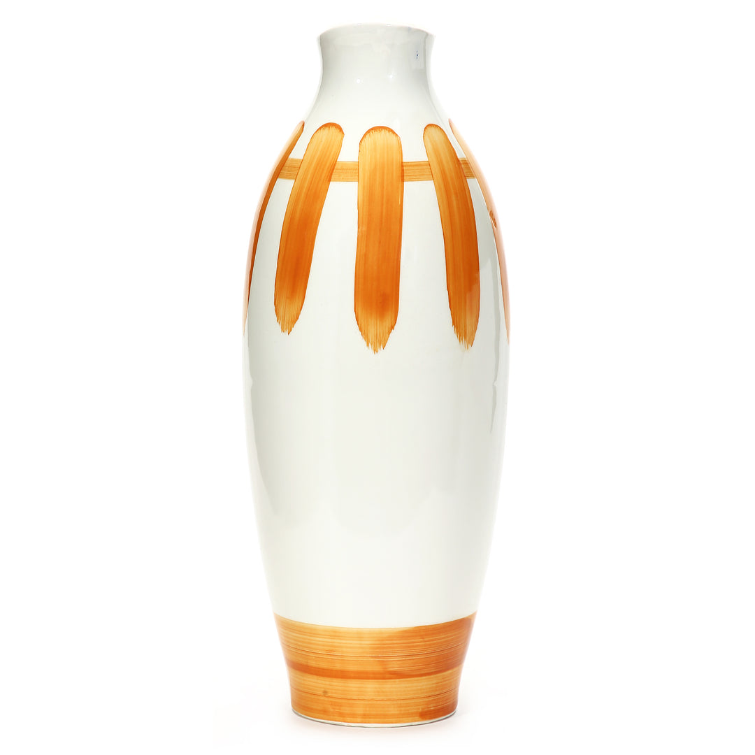 Amalfiee Orange &amp; White Artistic Studio Pottery Handmade Ceramic Jug Vase