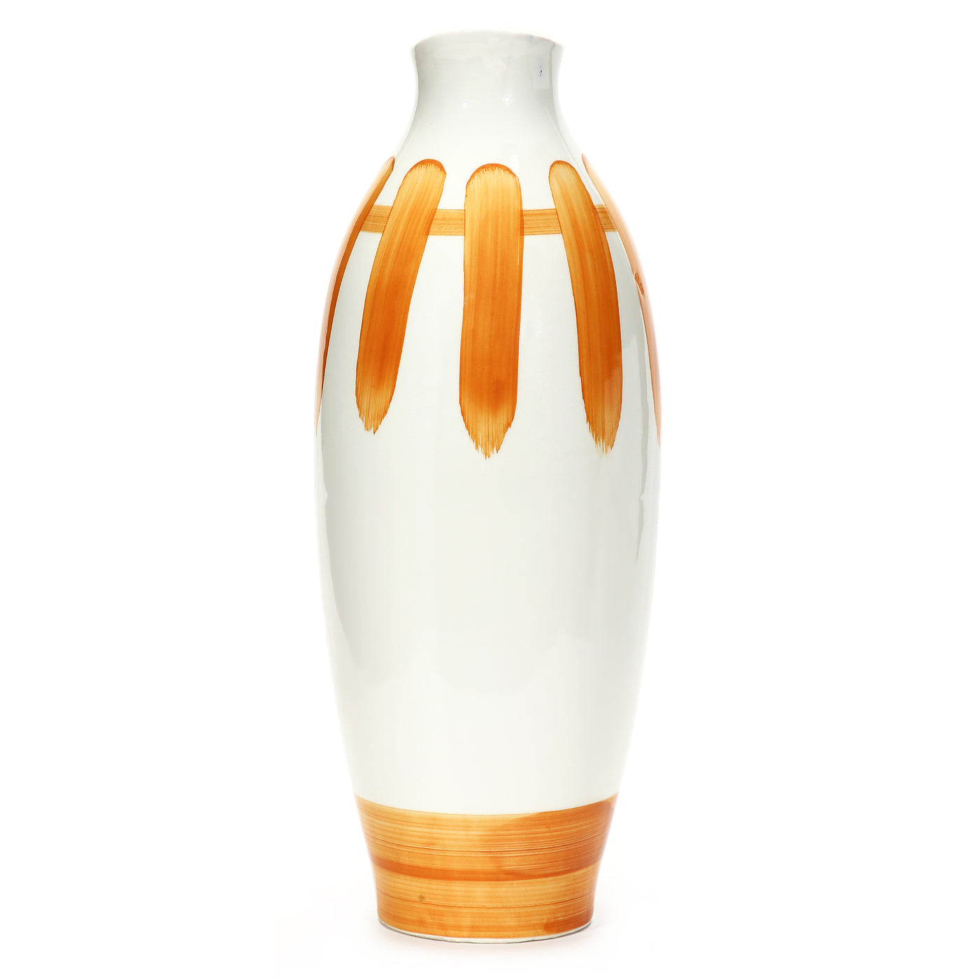 Amalfiee Orange & White Artistic Studio Pottery Handmade Ceramic Jug Vase