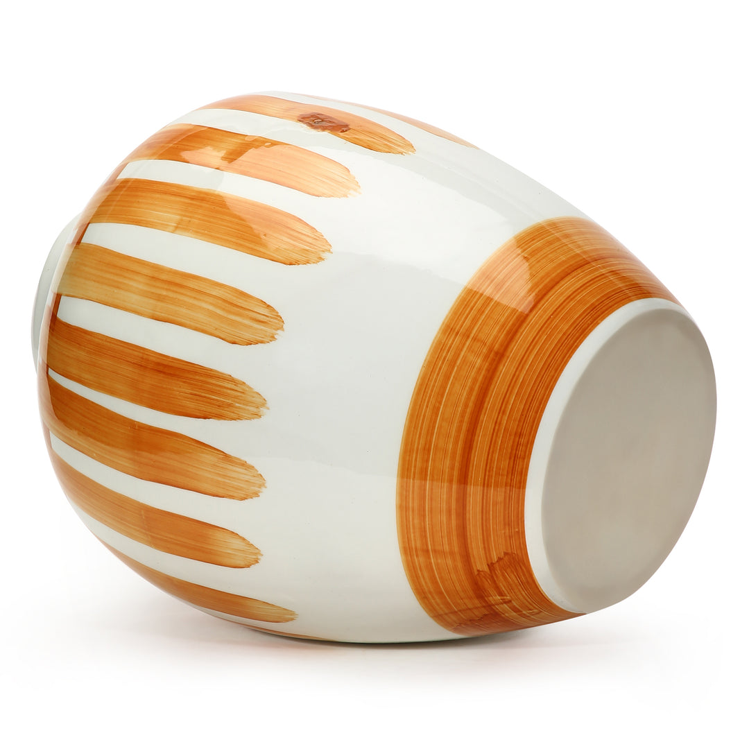 Amalfiee Orange &amp; White Artistic Studio Pottery Handmade Pot Ceramic Vase