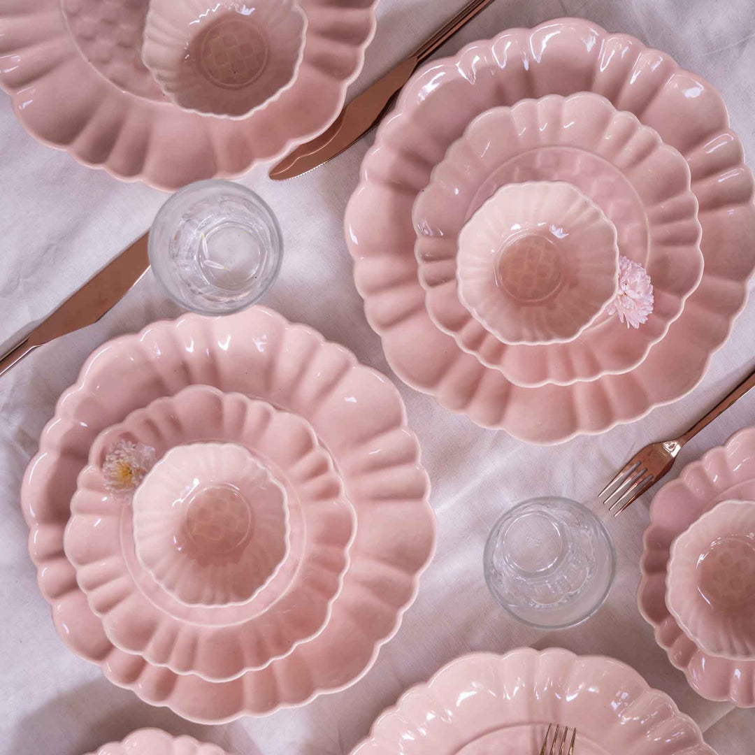 Blush Pink Artisanal Ceramic Dinner Set of 12 pcs