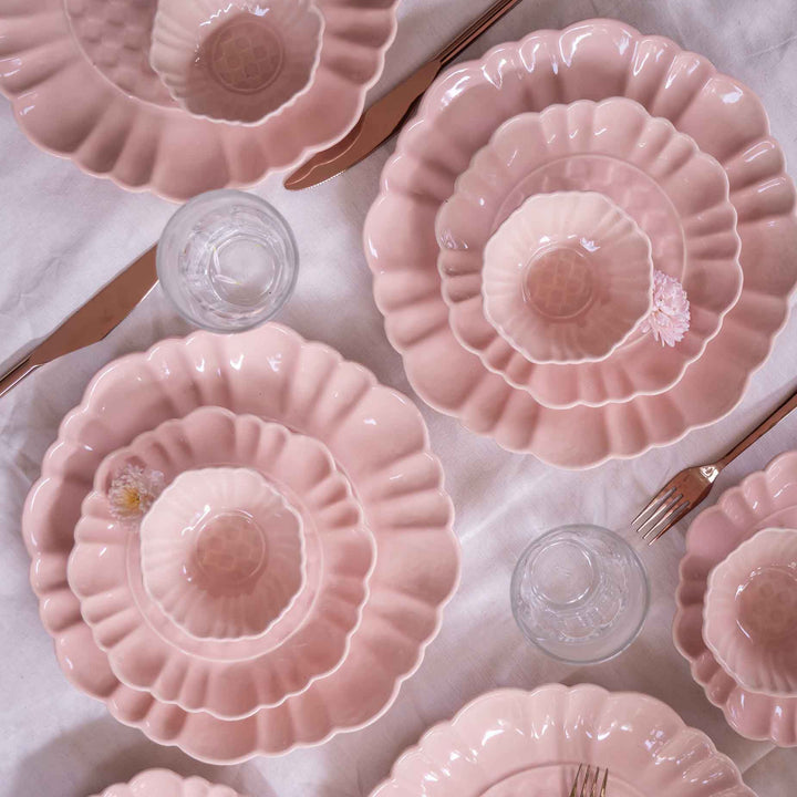 Blush Pink Artisanal Ceramic Dinner Set of 12 pcs