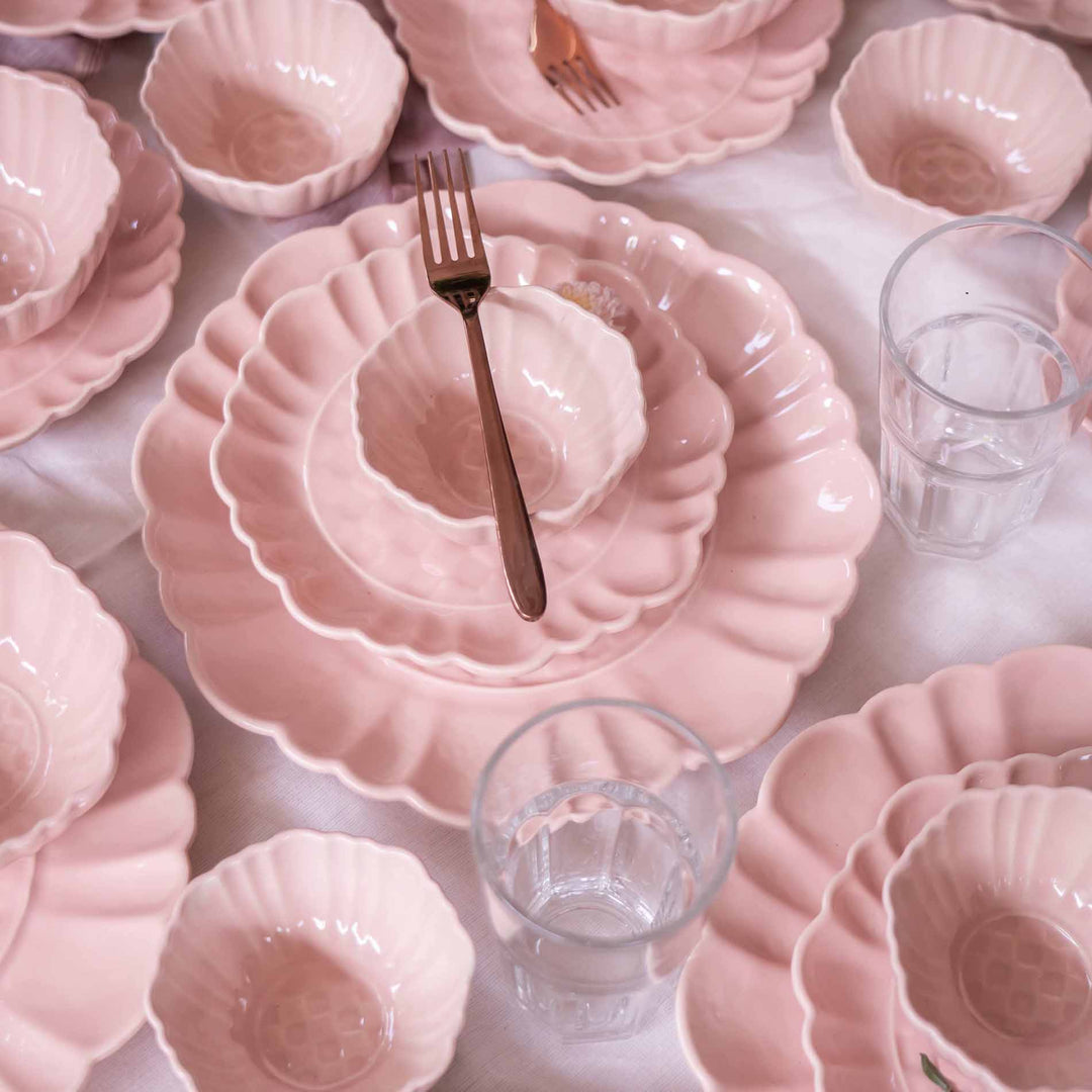 Blush Pink Artisanal Ceramic Dinner Set of 36 pcs