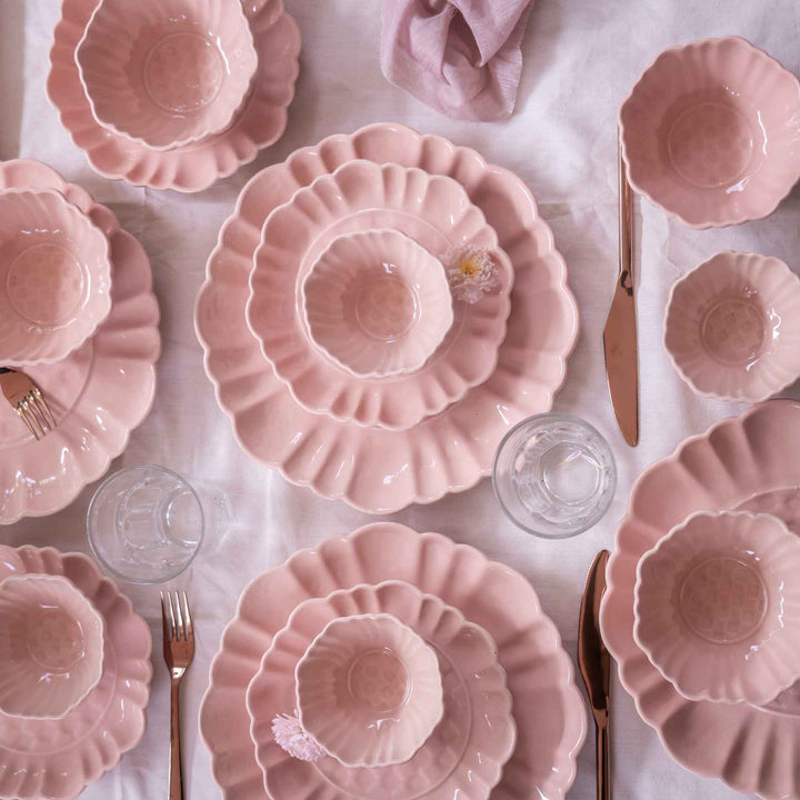 Blush Pink Artisanal Ceramic Dinner Set of 16 pcs