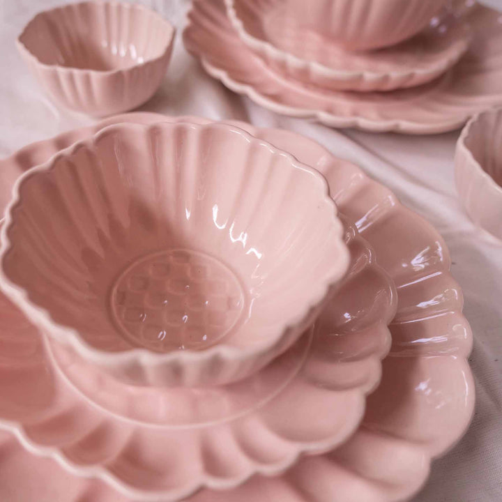 Blush Pink Artisanal Ceramic Dinner Set of 12 pcs