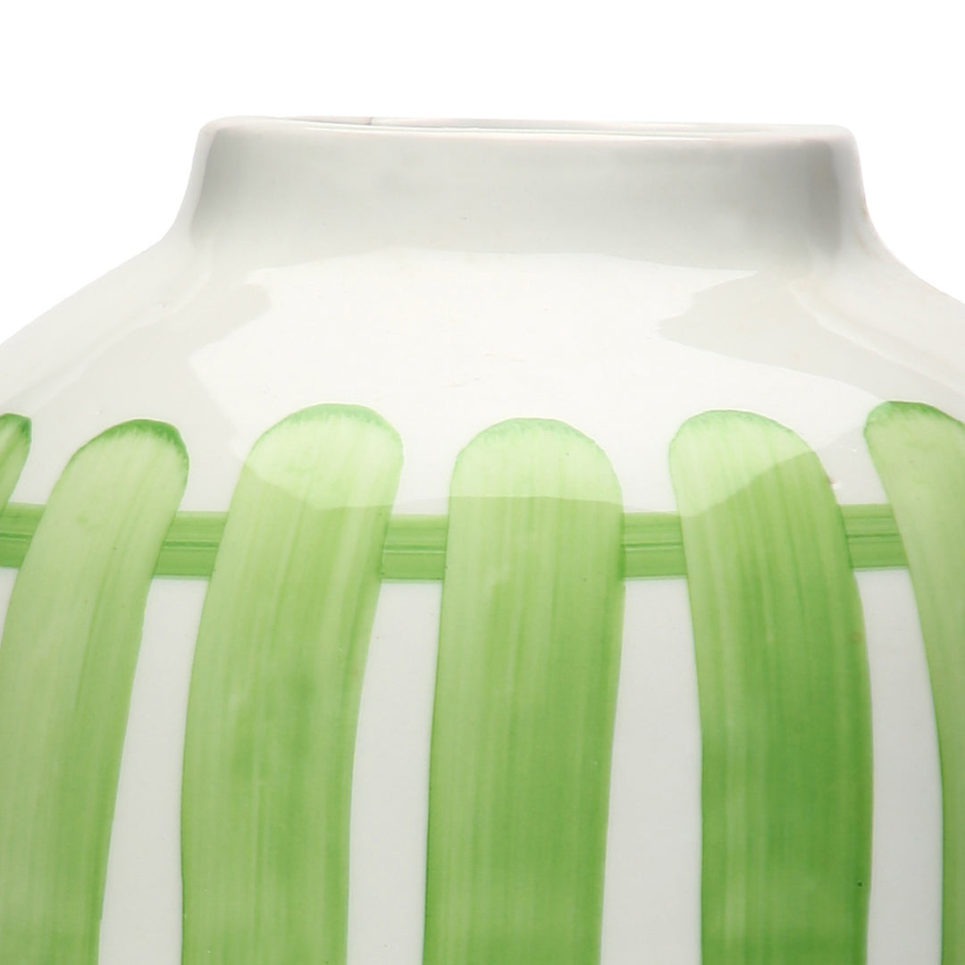 Amalfiee Green &amp; White Artistic Studio Pottery Handmade Ceramic Pot Vase