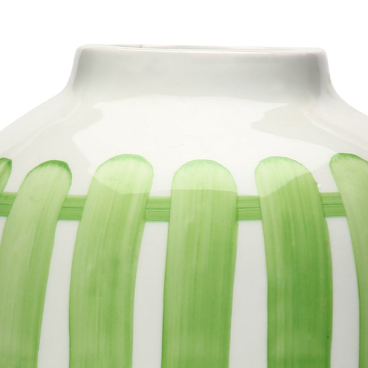 Amalfiee Green &amp; White Artistic Studio Pottery Handmade Ceramic Pot Vase