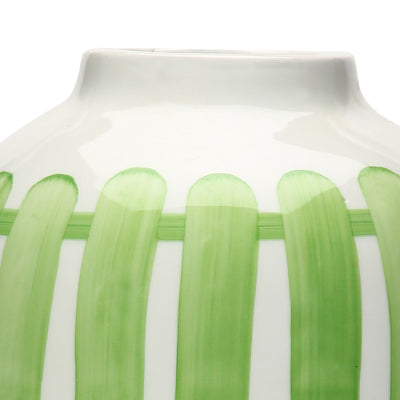Amalfiee Green & White Artistic Studio Pottery Handmade Ceramic Pot Vase
